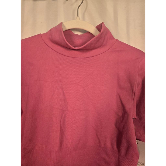 Women's MANGOPOP Pink Long Sleeve Turtleneck Bodysuit L - Picture 3 of 8